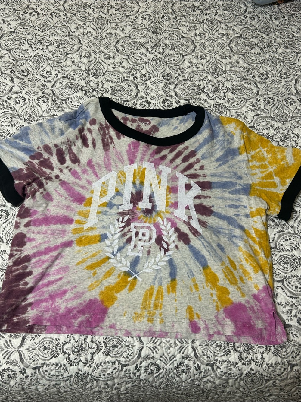 PINK Victoria's Secret Tie-Dye Ringer Tee - Yellow, Pink, Blue, Purple, Black
